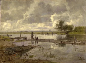 Landschaft mit der Ilm bei Weimar, mit einem Fischer, 1886